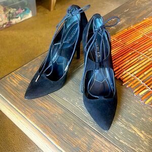 Charles David Suede Pump with Ankle strap